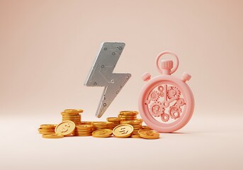 Fast money lending and quick investment solutions with energy and time management financial opportunities representing business growth and prosperity