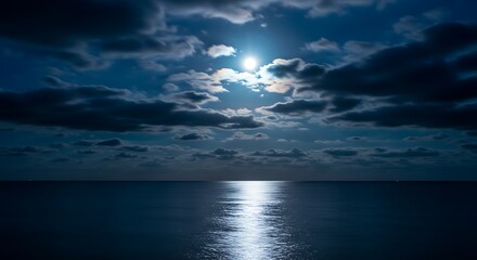 Obraz premium Moonlit Ocean Landscape.