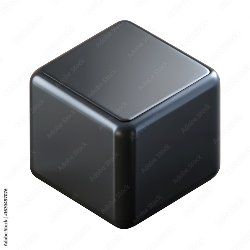 Fototapete minimalist high-quality 3d rendered black cube with soft rounded edges and subtle reflections isolat