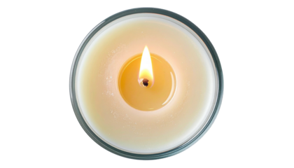 Pillar candles with flames illuminated, isolated on white background
