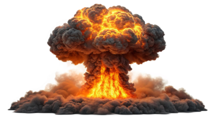 Massive Mushroom Cloud Explosion with Intense Fire and Smoke
