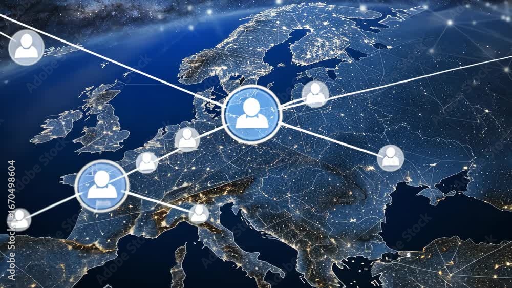 Aufkleber visualizing the intricate network of global connections that drive data sharing and communication in