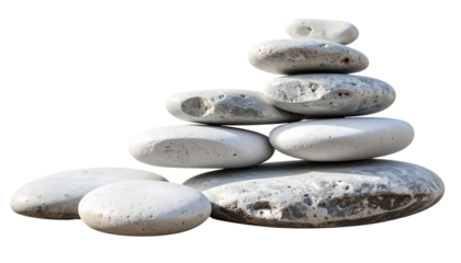Stack of zen stones symbolizing balance isolated on white