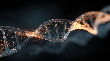 Conceptual image of radiation waves affecting human DNA