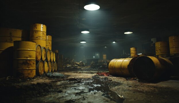 Dark, cluttered underground storage room