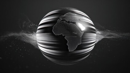 Abstract globe, stylized, with lines and particles