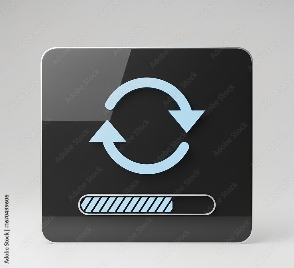Fototapete two arrows icon - update symbol and update progress bar on lcd screen. 3d rendering