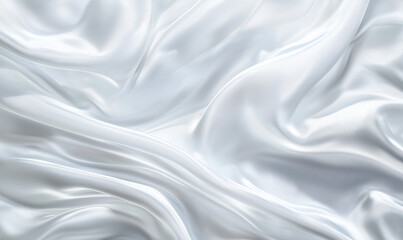 Obraz premium Flowing elegance of white silk fabric fashion studio textile photography soft environment close-up view luxury concept
