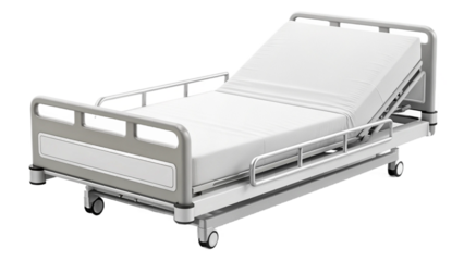 Modern Hospital Bed with Adjustable Features and Safety Rails