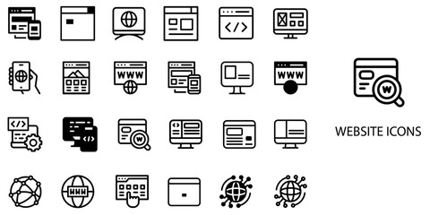 Website simple concept 24 Black and White color icons set .Vector illustration.	