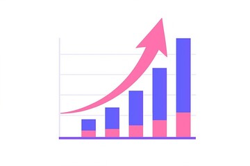 Rising bar graph with upward trending arrow showing financial growth and positive business development
