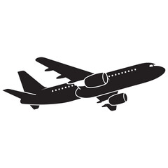 Airplane flight solid icon, airlines concept, plane in flight vector sign. Vector black silhouette. with white background