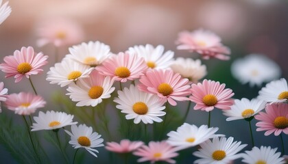 Fototapeta premium delicate pink and white daisy flowers
