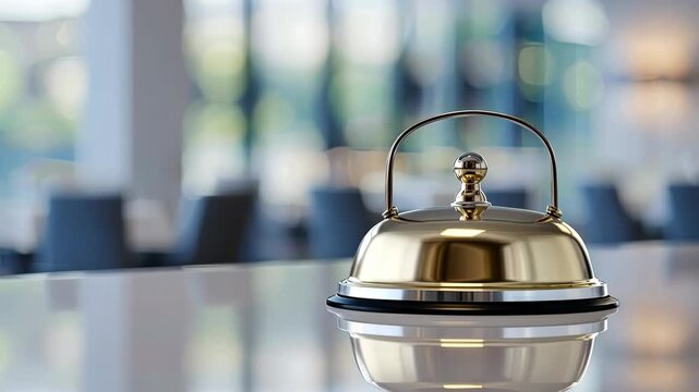 A gleaming service bell captures the essence of quality customer service in an upscale environment, inviting attentive interactions