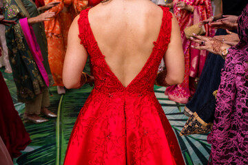 Bride bridal dress gown back details straps hands lace fabric Kenyan Weddings