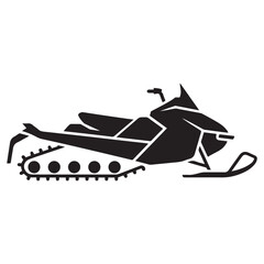 Snowmobile solid icon, World snow day concept, Motor sled sign. Vector black silhouette. with white background