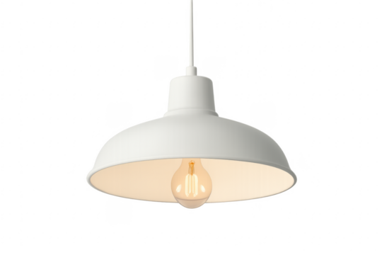 White hanging lamp illuminating with transparent background - Powered by Adobe