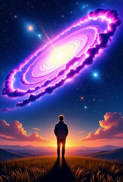 Homen Olhando Portal no Universo