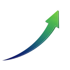 Bright green arrow showing upward trend and growth with gradient colors transparent background