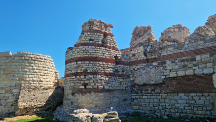 The western fortress wall of the city of Nesebar, Bulgaria. The wall was part of the city's defensive system. The western fortress wall in the city is included in the UNESCO World Heritage List