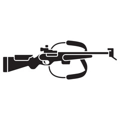 Shotgun for biathlon solid icon, Winter sport concept, firearm sign.  Vector black silhouette. with white background