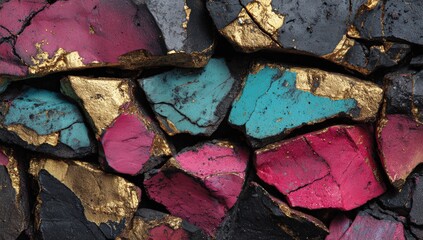 Colorful, fractured rock texture