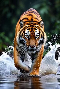 Tigre caminhando na &aacute;gua