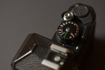 Close-up of Vintage Camera Shutter Speed Dial