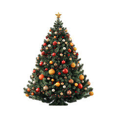 Fototapeta na wymiar Decorated Christmas Tree, isolated on transparent background