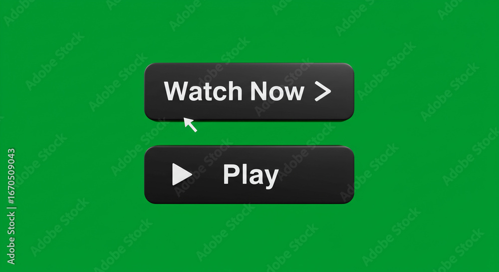 Aufkleber dynamic digital interface with watch now and play buttons on a vibrant green background