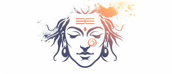 Face with Closed Eyes Line Art Illustration on White Background