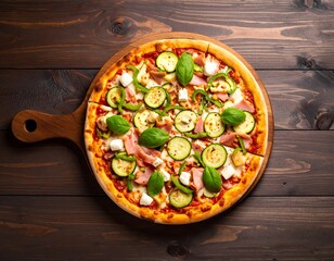 Pizza on wooden board