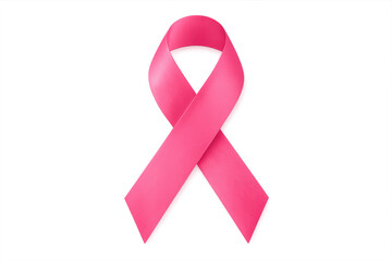 Pink ribbon representing breast cancer awareness on transparent background