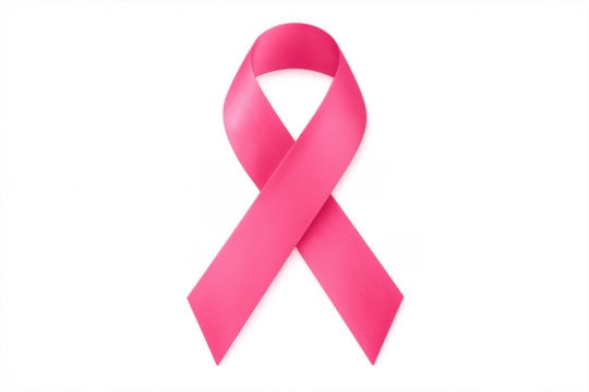 Pink ribbon representing breast cancer awareness on transparent background