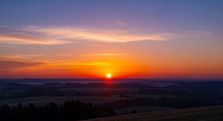Vibrant Sunset Over Horizon Landscape.