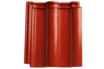 Red roof tile isolated on transparent background, creating shelter and protection