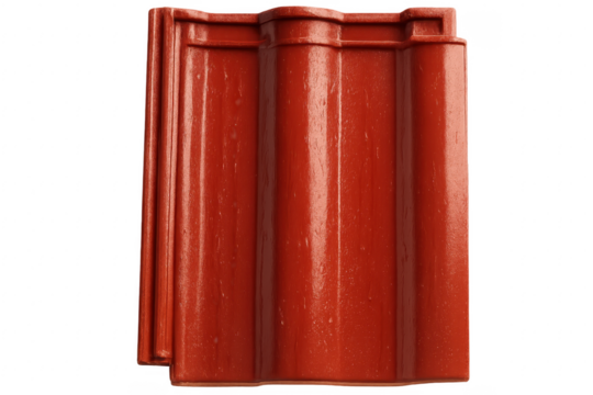 Red roof tile isolated on transparent background, creating shelter and protection