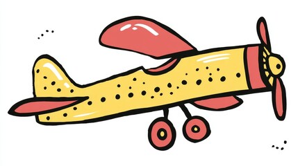 Cartoon-style airplane illustration with simple shapes and bold outlines, isolated on white background, playful children&rsquo;s design for education and clipart collections