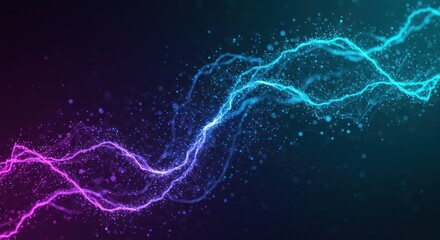 Abstract image of two lightning bolts or electrical currents in blue and purple.
