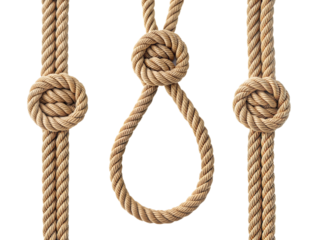 Three Knots of Rope on a Black Background