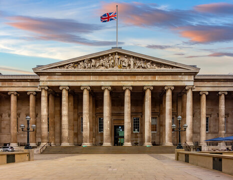 Main entrance of British museum in London, UK - Powered by Adobe