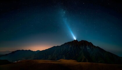 Silhouetted Mountain Against a Night Sky with Faint Zodiacal Light 
