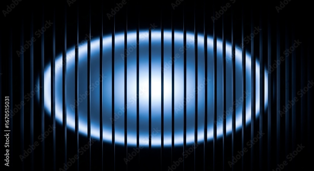 Poster abstract vertical bar illusion with glowing oval shape in center modern design concept