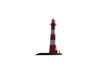 miniature red and white striped lighthouse with a small base, no background