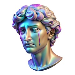Crying David Michelangelo Statue Featuring Holographic Tears With Vibrant Colors