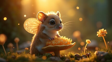 Fantasy creature sailing in a tiny boat