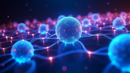 Abstract futuristic network of glowing spheres and connections