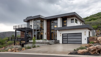 Modern luxury single-family home nestled in colorado foothills architectural design