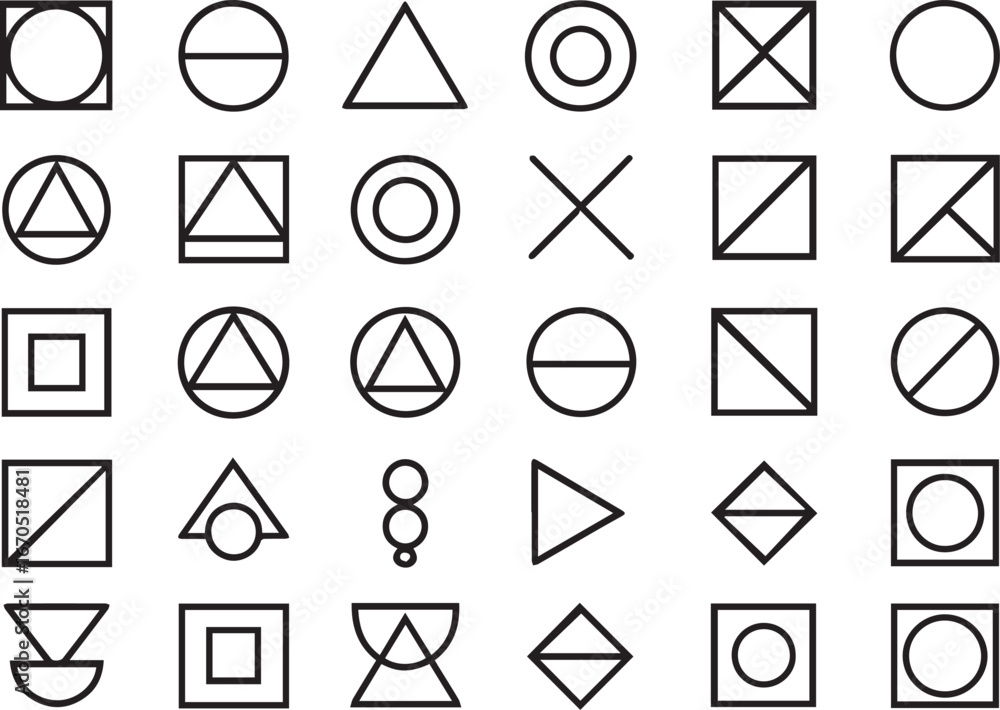 Poster geometric shape collection squares circles triangles and more
