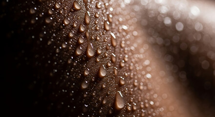 Close up of skin with glistening water droplets reflecting light, perfect for fitness and health campaigns